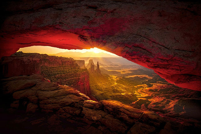 The underside of a rock arch in the Grand Canyon in Arizona