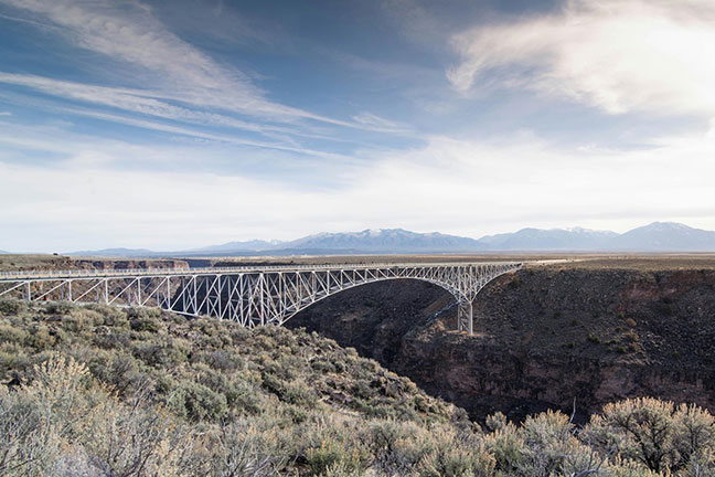A view of the Rio Grande Gorge Bridge in New Mexico.