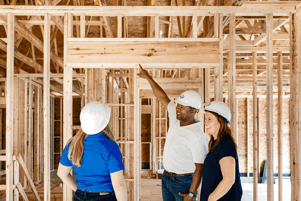 Staff inspecting a manufactured home for construction and safety standards