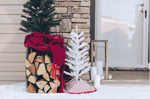Decorations outside a manufactured home during the winter months